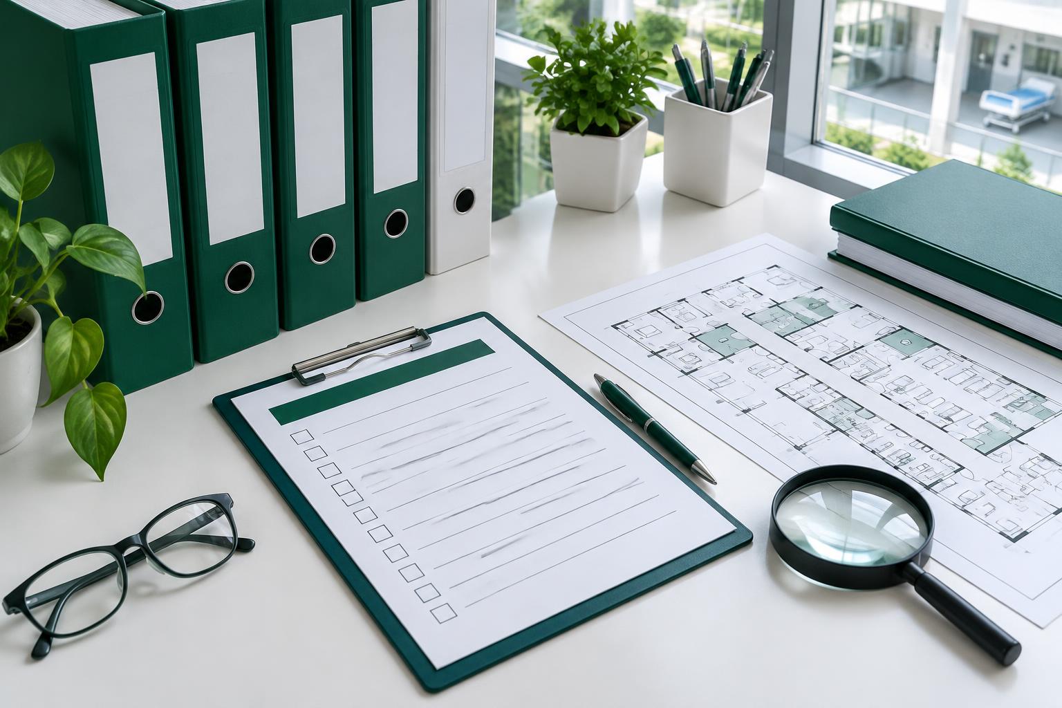 Organized healthcare compliance records and inspection materials