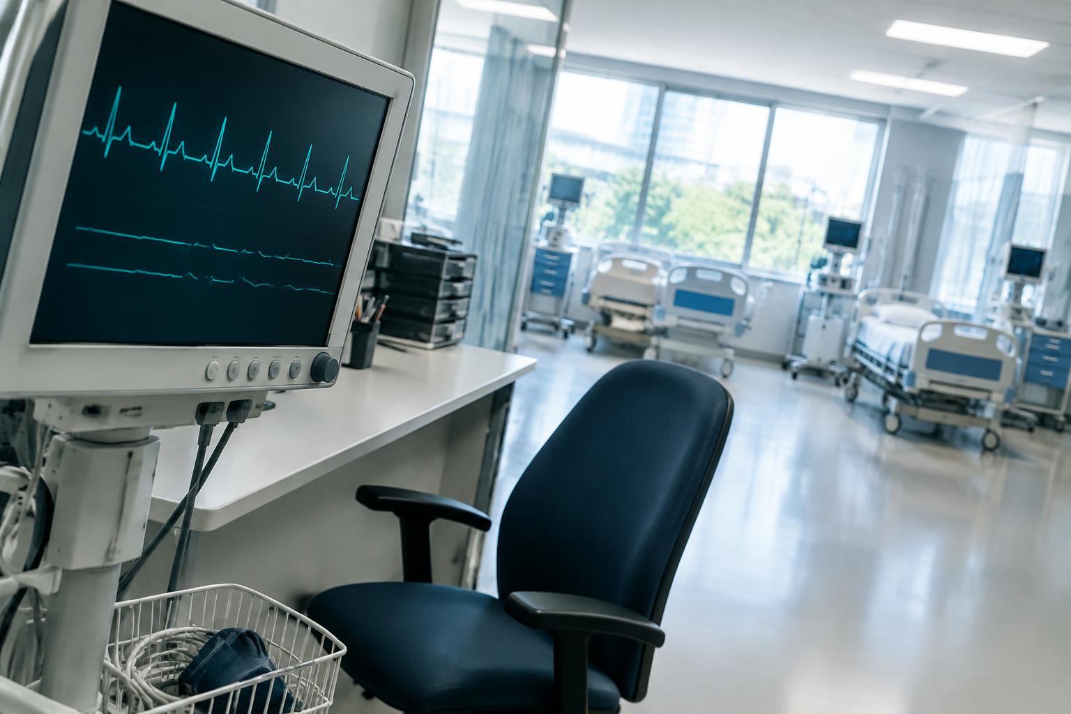 Patient monitoring equipment in a hospital observation area